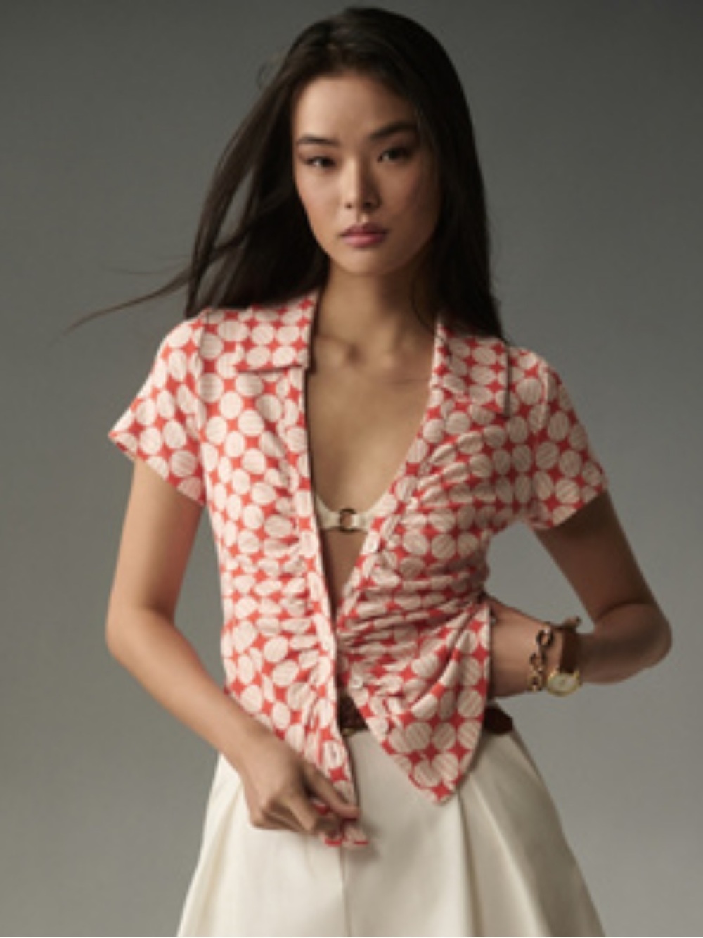 Anthropologie Maeve Ruched Blouse XXS